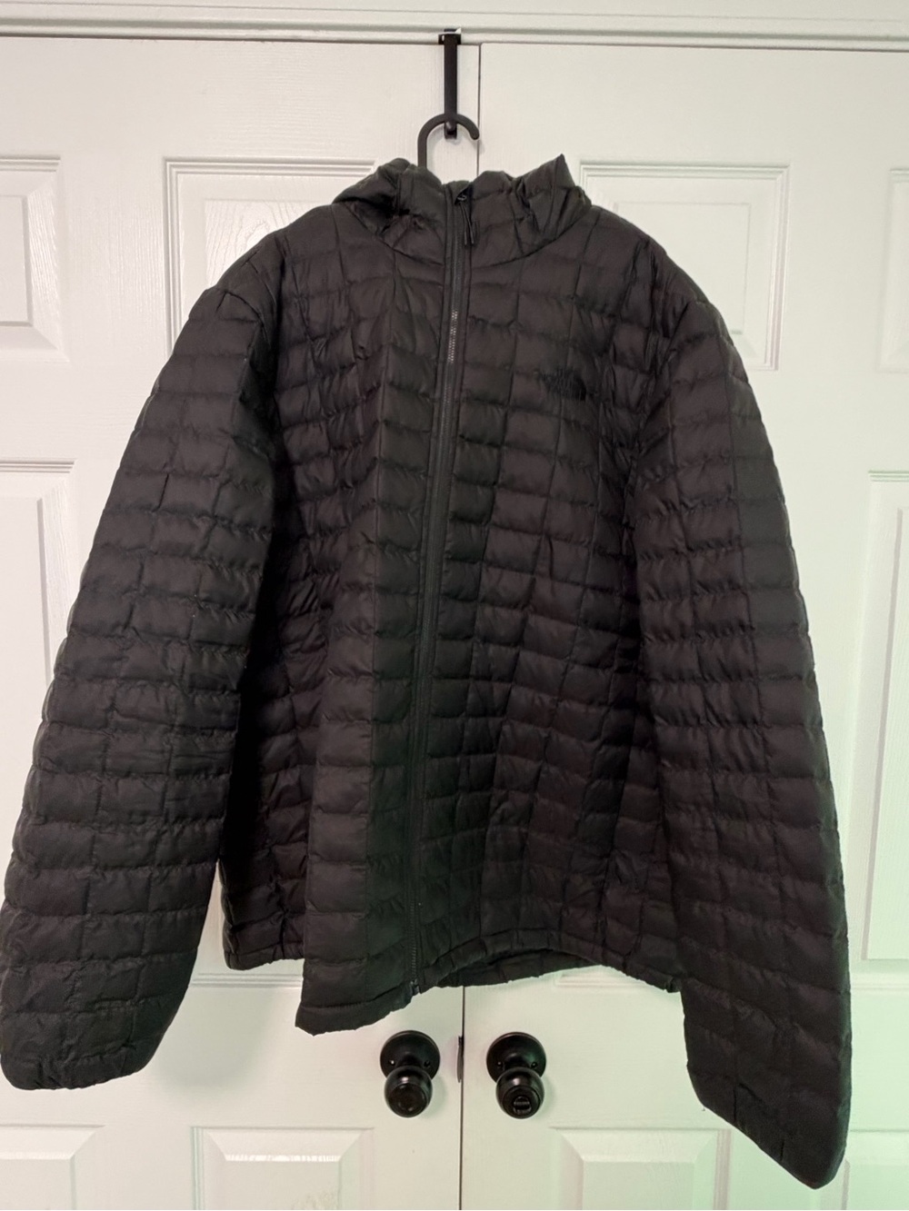 The North Face Black Thermoball Zip Up Quilted Hooded Puffer Jacket
